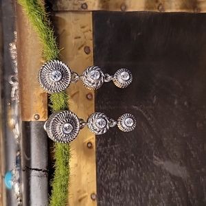 Vintage Judith Ripka Sterling 925 Round Dangle Earrings